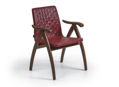 Modern Chair with Armrests Leather Seat Design Wood Chairs Dining room